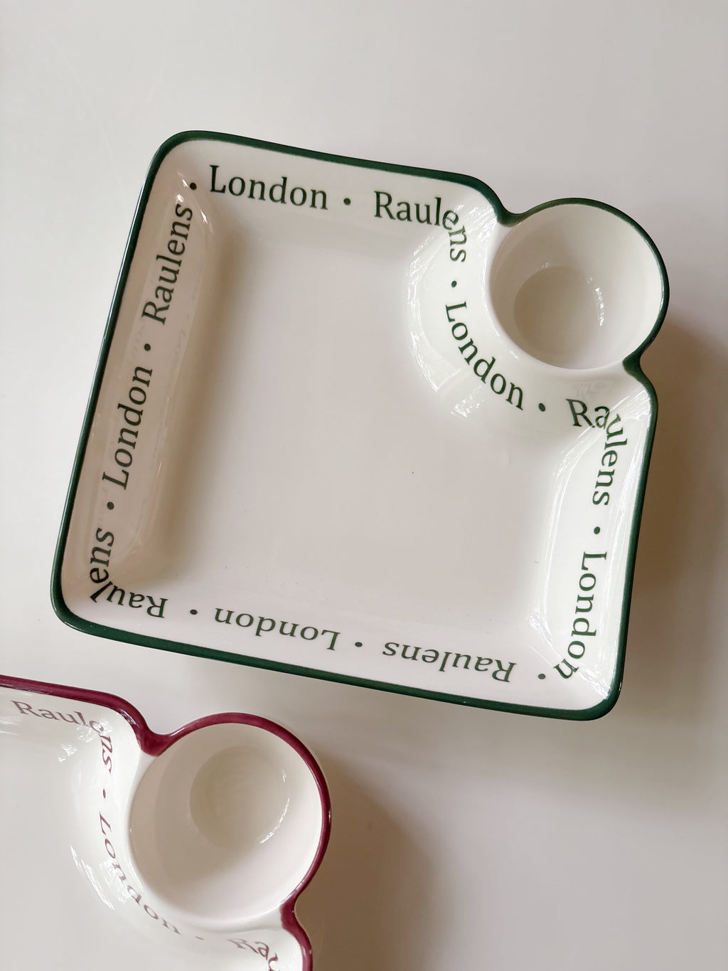 Raulens Green - Snack and Dip Plate (Set of 2)