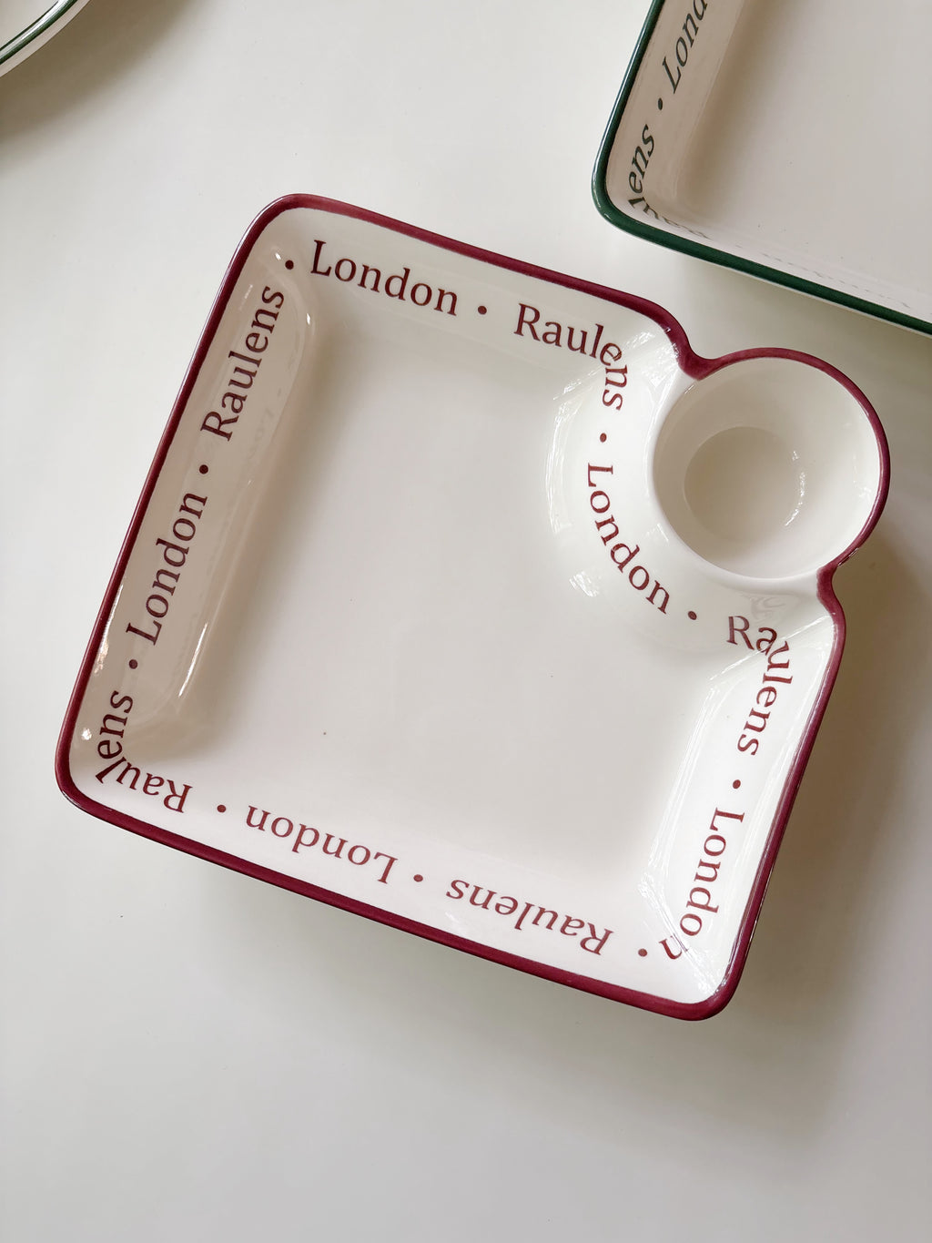 Raulens Green - Snack and Dip Plate (Set of 2)