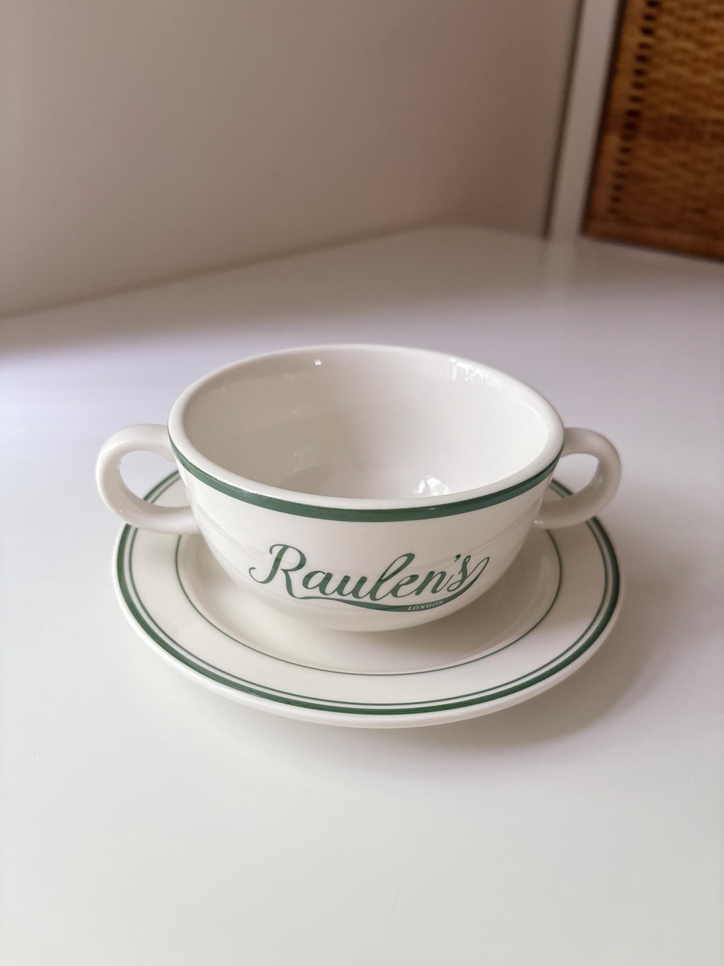Raulens Green - Double Handled Soup Bowl
