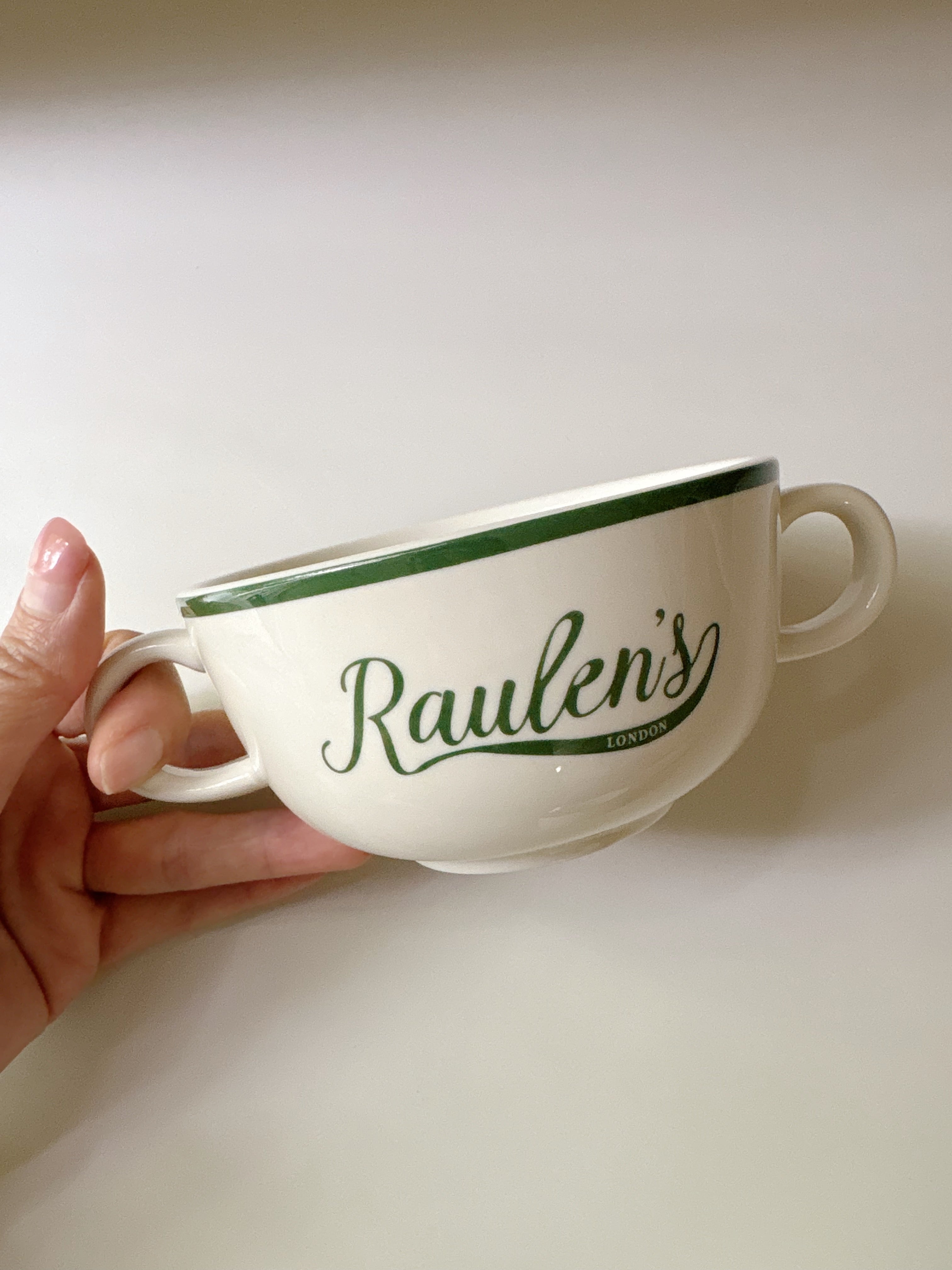 Raulens Green - Double Handled Soup Bowl