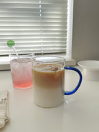 Colored Handle Glass Mug