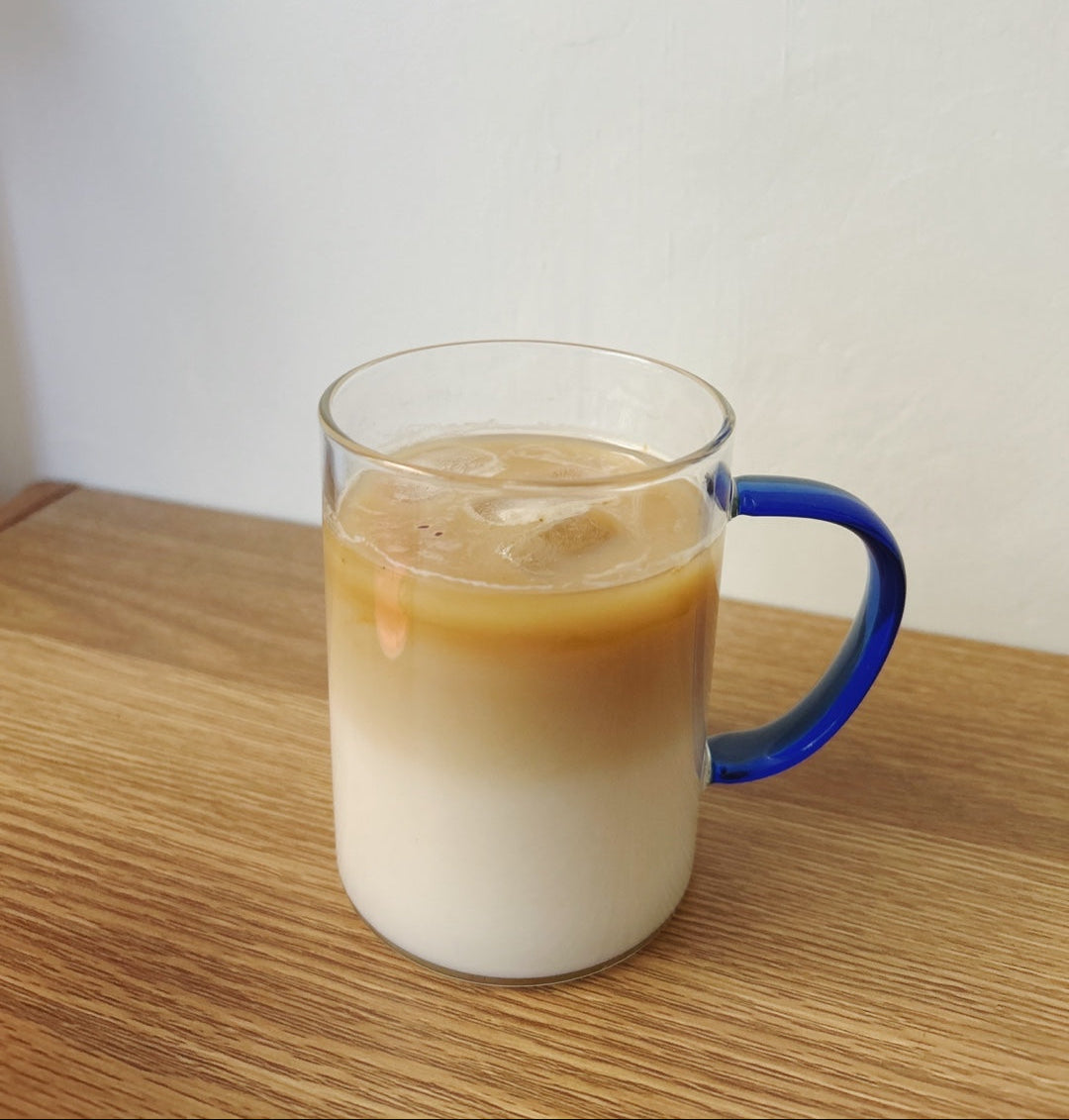Colored Handle Glass Mug
