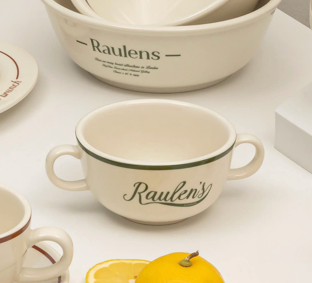 Raulens Green - Double Handled Soup Bowl