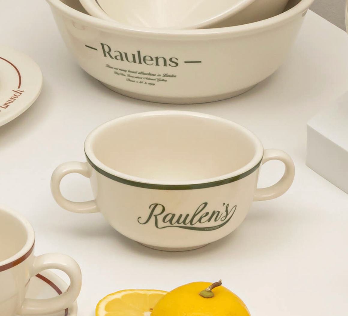 Raulens Green - Double Handled Soup Bowl